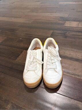 Color Block Sneakers in White & Yellow